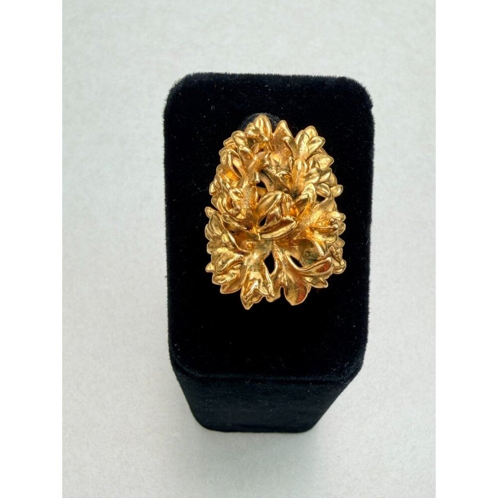 Vintage Adjustable Gold Tone Floral Cluster Ring Size 5.5 Statement